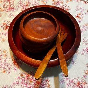 Vintage Wood Salad Serving Set